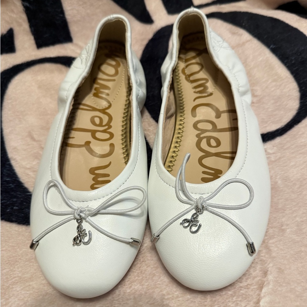Sam Edelman White Bow Accent Kids Flats